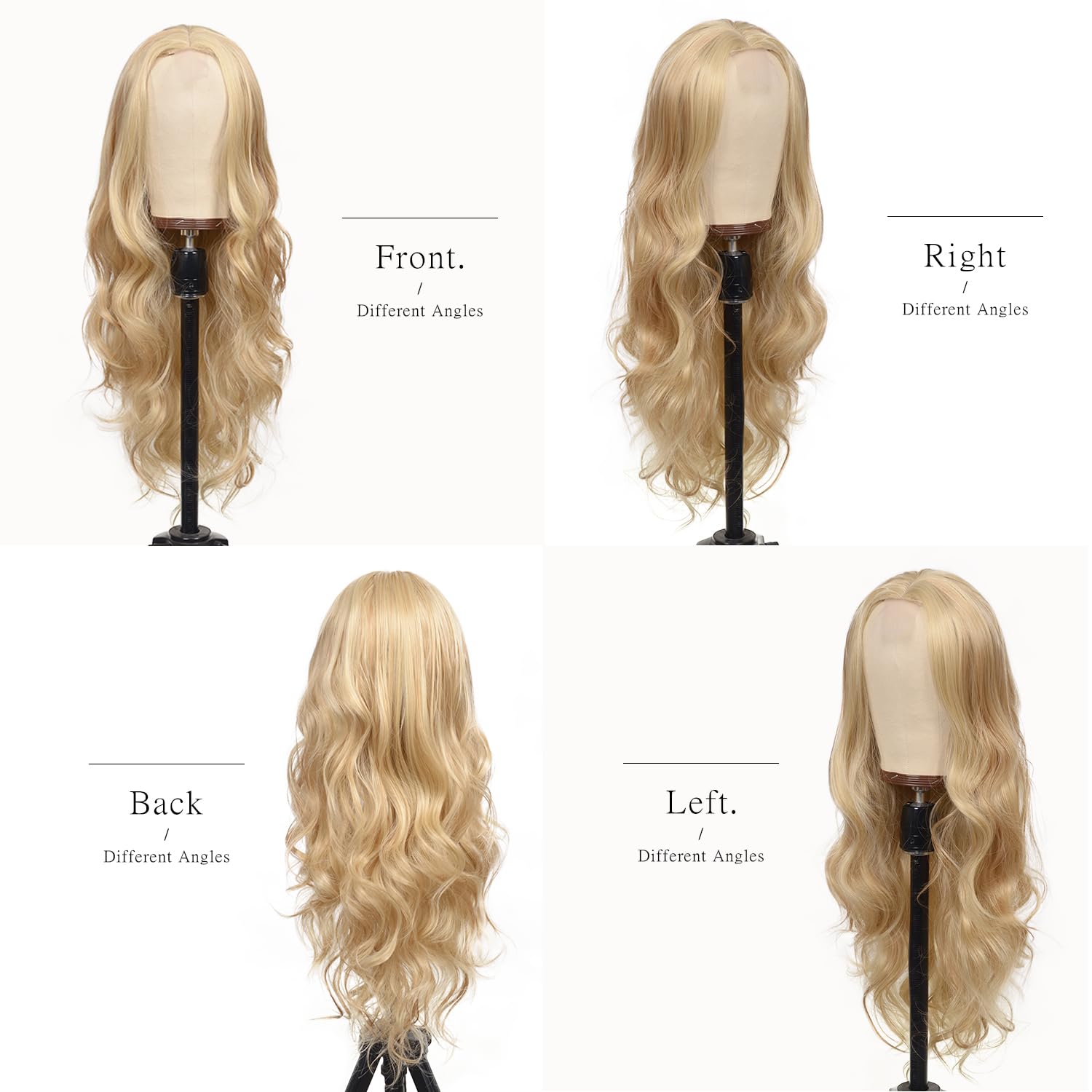 BrittyHair Blonde Long Wavy Wig for White Women 26 Inch Middle Part Curly Wig Natural Looking Heat-resistant synthetic fiber wigs for Daily Wear Cosplay and Halloween